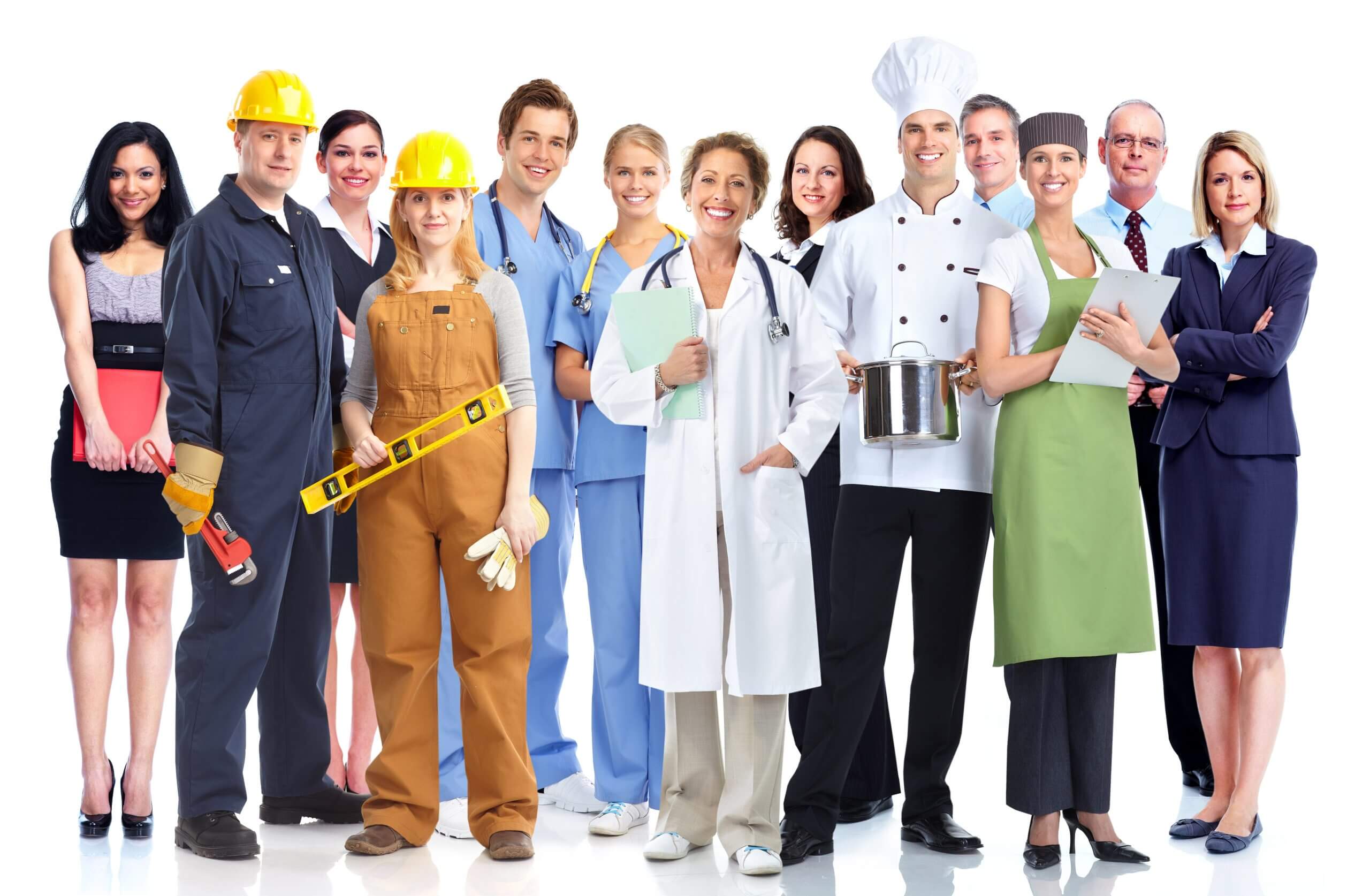 Imagen grupo de personas con diferentes uniforme de trabajo